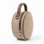 Premium Genuine Leather Beige Quilted Ladies Shoulder Purse - Image 2
