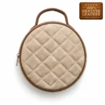 Premium Genuine Leather Beige Quilted Ladies Shoulder Purse