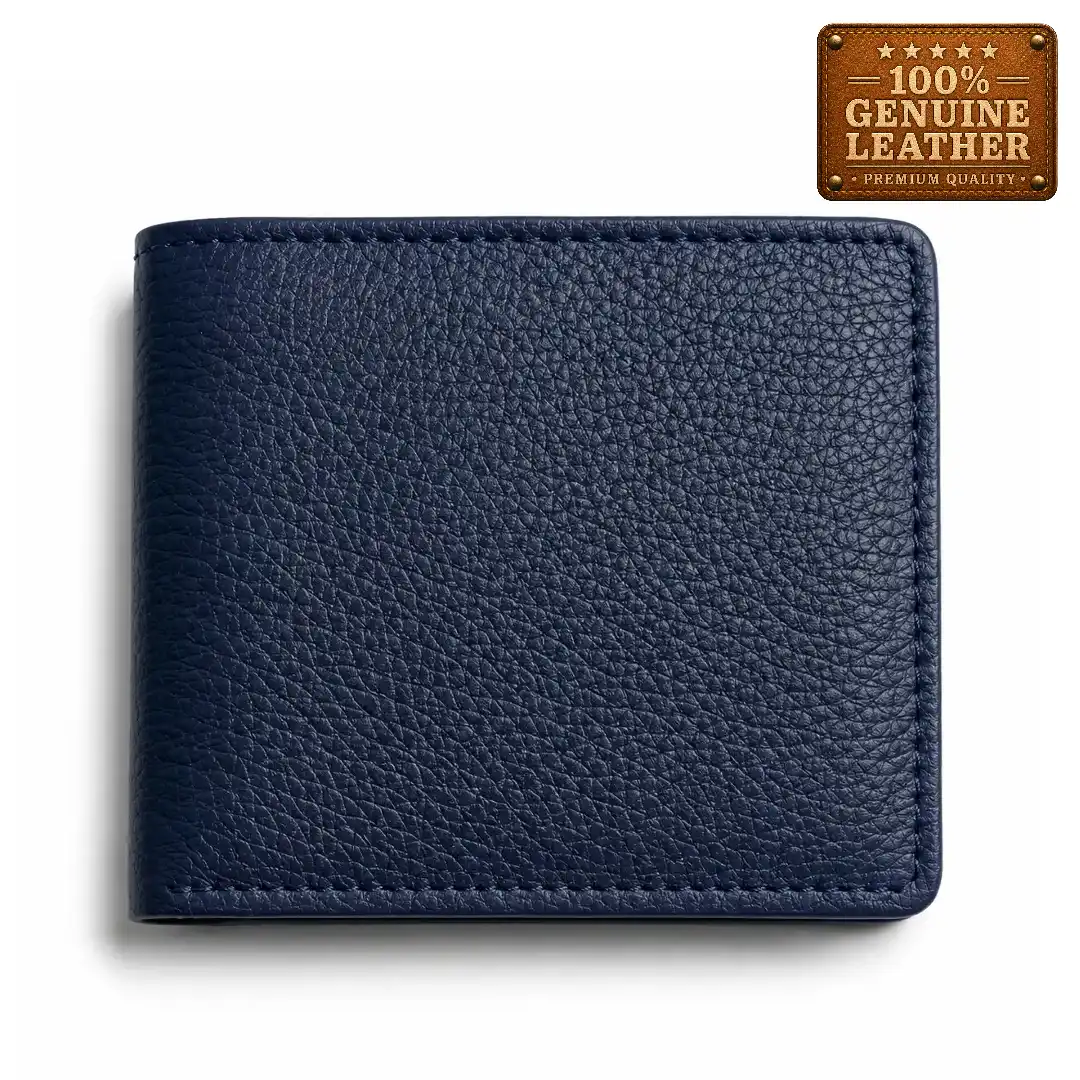 1 Classic Navy Blue Bifold Wallet - Image 1