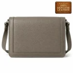 Classic Taupe Leather Crossbody Purse