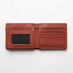 Men’s Burgundy Brown Leather Bifold Wallet with ID Window - Image 2