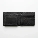 Men’s Black Leather Bifold Wallet with ID Window - Image 2