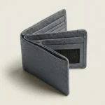 Classic Blue Grey Bifold Leather Wallet - Image 3