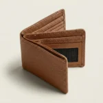 Men’s Tan Leather Bifold Wallet with ID Window - Image 3