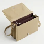 Elegant Beige Leather Crossbody Purse - Image 3