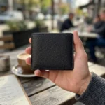 Men’s Black Leather Bifold Wallet with ID Window - Image 4