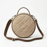 Premium Genuine Leather Beige Quilted Ladies Shoulder Purse - Image 4