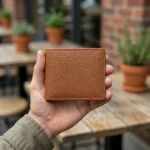 Men’s Tan Leather Bifold Wallet with ID Window - Image 4