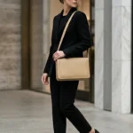 Elegant Beige Leather Crossbody Purse - Image 4