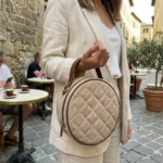 Premium Genuine Leather Beige Quilted Ladies Shoulder Purse - Image 5