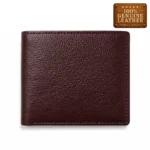 Real Leather Bifold Wallet with ID Window – Burgundy