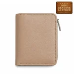 Genuine Leather Zip Wallet – Sand Beige