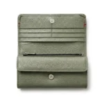 Women's Genuine Leather Long Wallet – Sage Green - Image 2