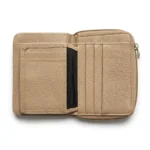 Genuine Leather Zip Wallet – Sand Beige - Image 2