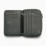 Genuine Leather Zip Wallet – Dark Gray - Image 2