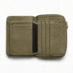 Genuine Leather Zip Wallet – Olive Green - Image 2
