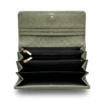 Women's Genuine Leather Long Wallet – Sage Green - Image 3