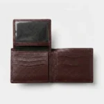 Real Leather Bifold Wallet with ID Window – Burgundy - Image 3
