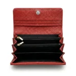Women’s Genuine Leather Long Wallet – Red - Image 3