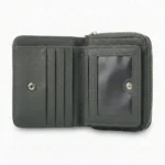 Genuine Leather Zip Wallet – Dark Gray - Image 3