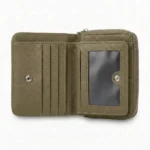 Genuine Leather Zip Wallet – Olive Green - Image 3