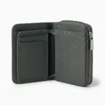 Genuine Leather Zip Wallet – Dark Gray - Image 5