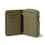 Genuine Leather Zip Wallet – Olive Green - Image 5