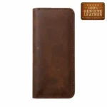 Premium Brown Leather Long Wallet | Multi-Card & Zipper Design