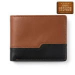Two-Tone Genuine Leather Bifold Wallet – Brown & Black