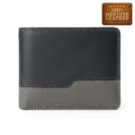 Two-Tone Genuine Leather Bifold Wallet – Black & Grey