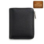Genuine Leather Zip-Around Wallet – Black
