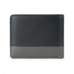 Two-Tone Genuine Leather Bifold Wallet – Black & Grey - Image 2