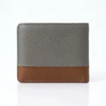 Genuine Leather Bifold Wallet – Grey & Brown - Image 2