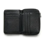 Genuine Leather Zip-Around Wallet – Black - Image 2
