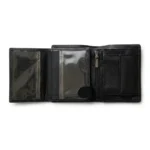 Black Leather Trifold Wallet with Multi Windows - Image 2