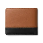 Two-Tone Genuine Leather Bifold Wallet – Brown & Black - Image 2