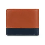 Two-Tone Genuine Leather Bifold Wallet – Tan & Navy - Image 2