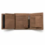Premium Genuine Leather Men’s Trifold Wallet – Brown - Image 3