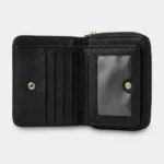 Genuine Leather Zip-Around Wallet – Black - Image 3