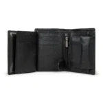 Black Leather Trifold Wallet with Multi Windows - Image 3