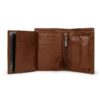 Tan Brown Leather Trifold Wallet with Multi Windows - Image 3