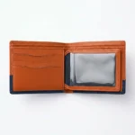Two-Tone Genuine Leather Bifold Wallet – Tan & Navy - Image 3