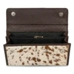 BellaHide Dark Brown Premium Leather Clutch – Genuine Leather Hair-On Design - Image 4