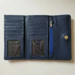Women’s Navy Blue Leather Long Wallet - Image 4