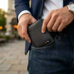 Black Leather Trifold Wallet with Multi Windows - Image 5