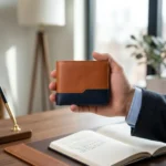 Two-Tone Genuine Leather Bifold Wallet – Tan & Navy - Image 6