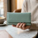 Women’s Mint Green Leather Long Wallet - Image 7